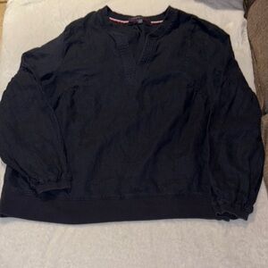 Gently Loved 100% Linen Tommy Hilfiger Navy Long Sleeve Blouson Beautiful